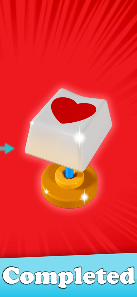 Keyboard Art Painting Master - A completed custom white keyboard key with a red heart sticker on a yellow stand