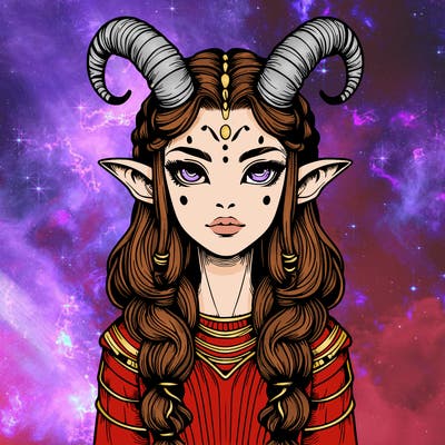 realistic alien girl with horns