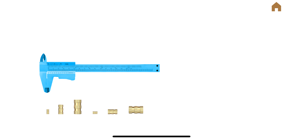 Phys. Lab - A blue vernier caliper tool used to measure small metal nuts in a physics experiment simulation