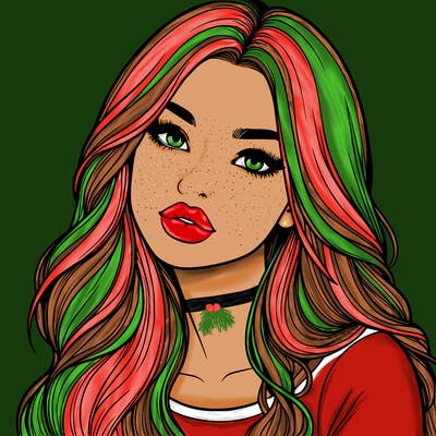 realistic girl with hair on her hair and lips