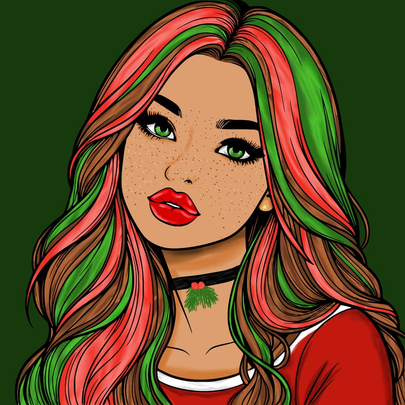 realistic girl with hair on her hair and lips