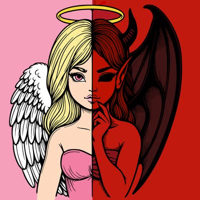 realistic angel half demon