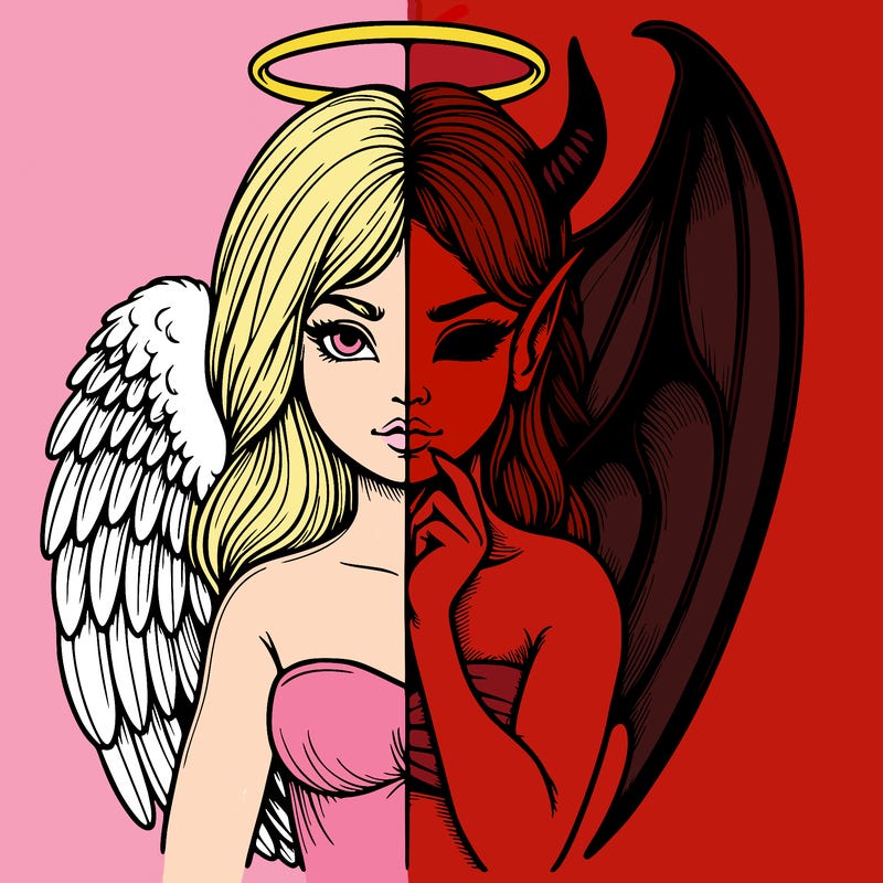 realistic angel half demon