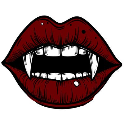lips with vampire teeth