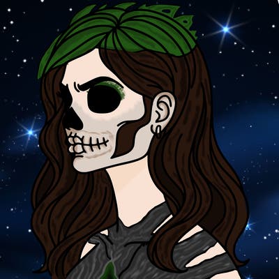 woman with skull face