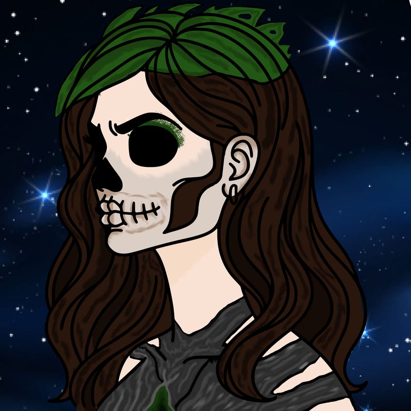 woman with skull face