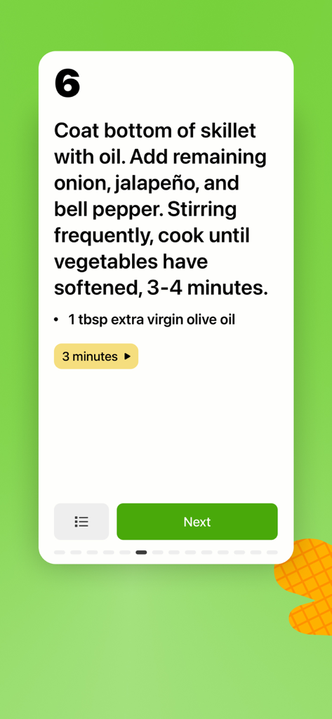 Schritt-für-Schritt-Kochanleitungen in der Mealime-Essensplanungs-App
