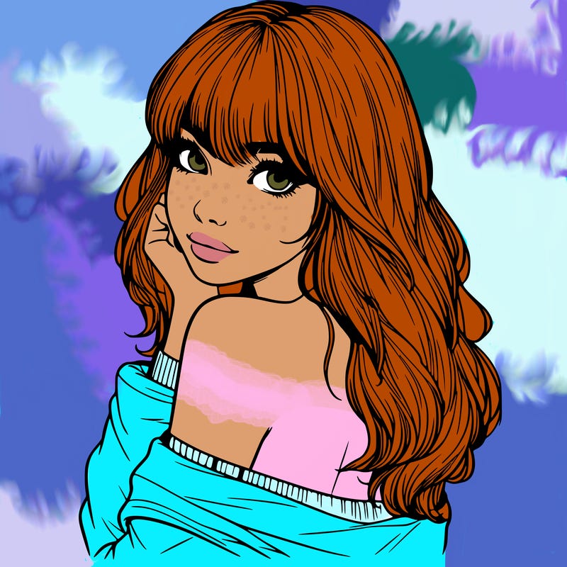 realistic girl with bangs looking over her shoulder