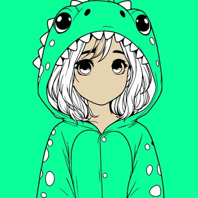 a girl in a dinosaur onesie realistic