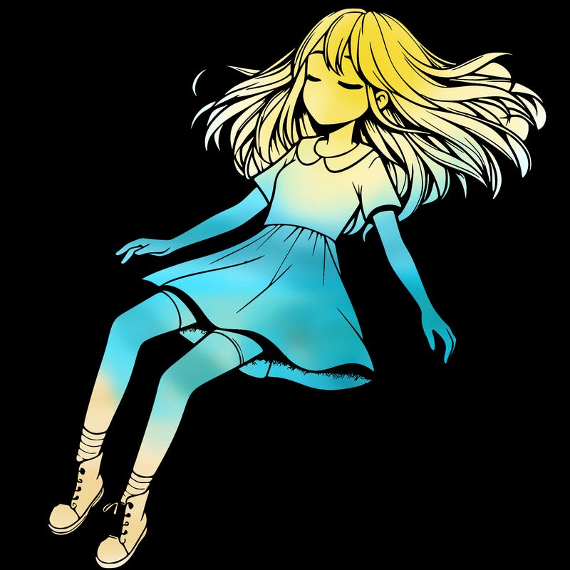 realistic girl floating