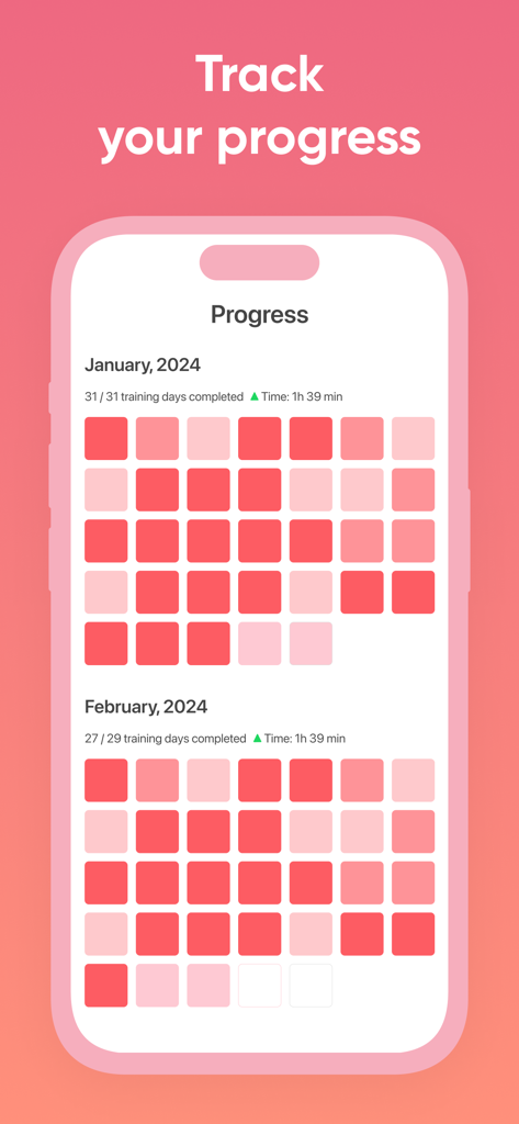 Pelvic Gym: Kegel Trainer - Pelvic Gym app screen showing a calendar view for tracking daily kegel exercise progress
