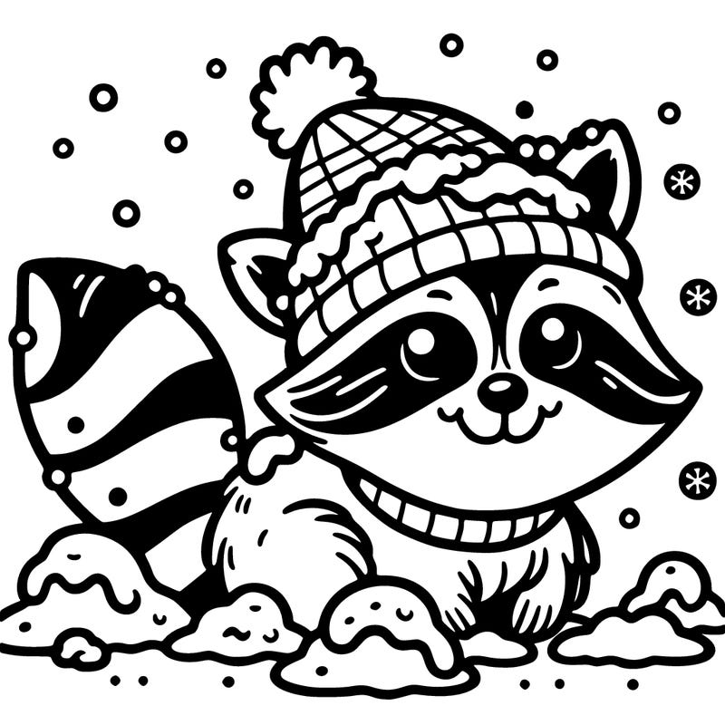 a raccoon made of snow
