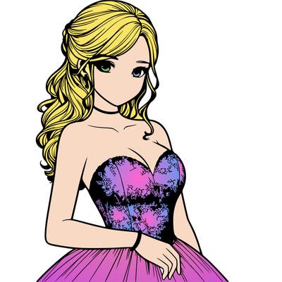 realistic girl in prom dress