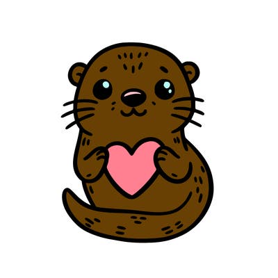 otter with a heart