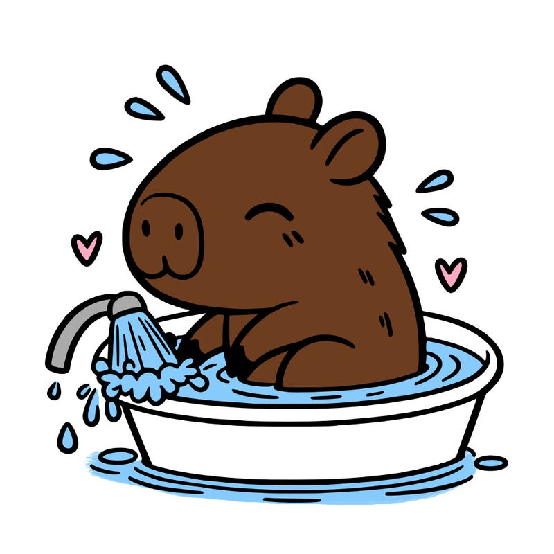 capybara taking a bath