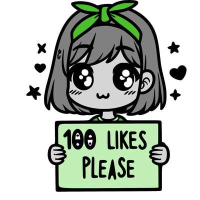 girl holding sign saying 100 likes please