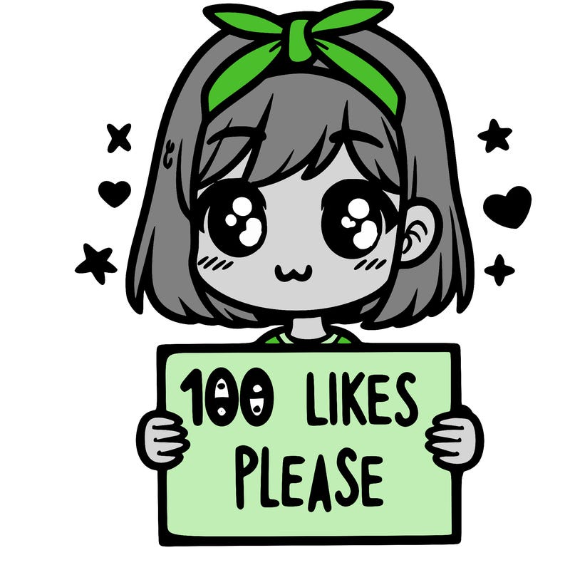 girl holding sign saying 100 likes please