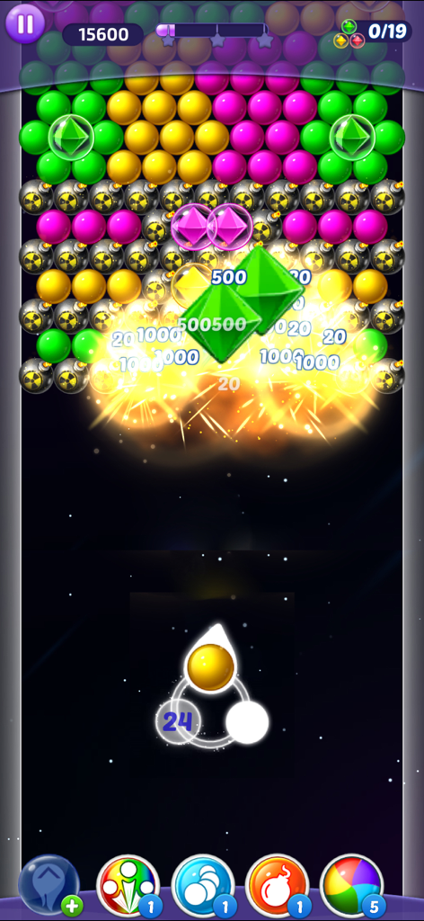 Bubble Pop: Bubble Shooter Pop - Pantalla del juego Bubble Pop con burbujas coloridas y efectos especiales de explosión.
