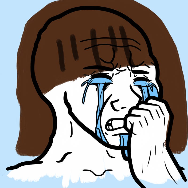 a realistic human crying