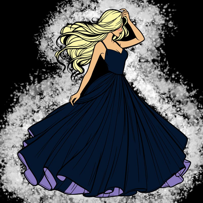 realistic woman with dress flowing in the wind