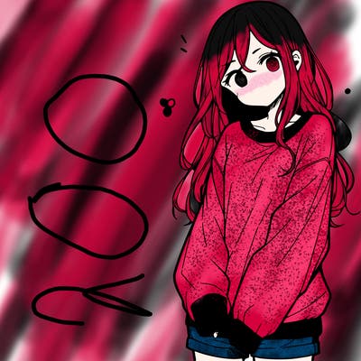 manga teen girl  in a sweater and baggy pants