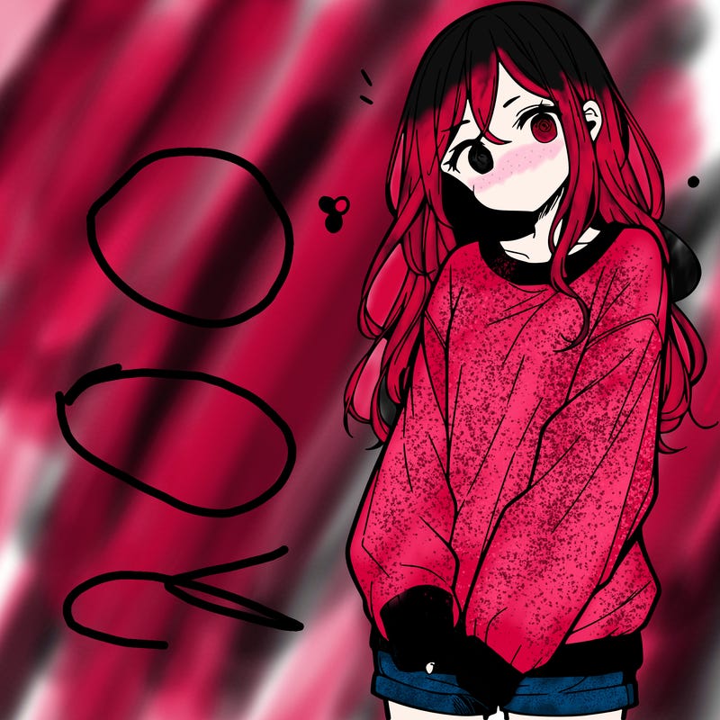 manga teen girl  in a sweater and baggy pants