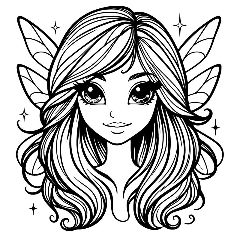 realistic fairy with glowing eyes and hair