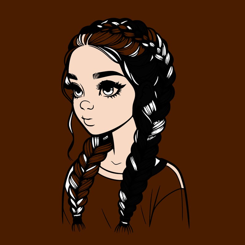 realistic girl with braids