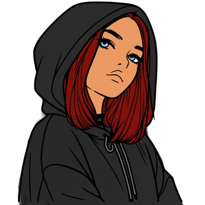 a realistic girl in a hoodie