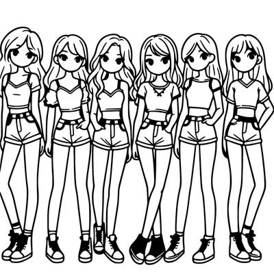 a group of girls wearing crop tops and shorts