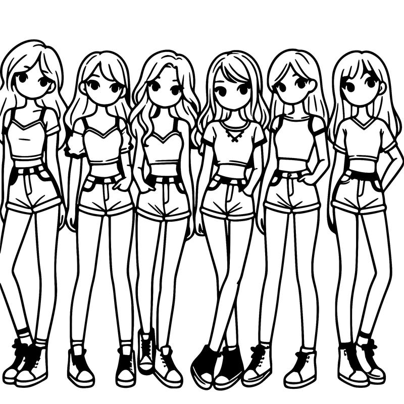 a group of girls wearing crop tops and shorts