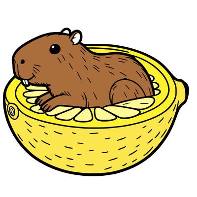 a capybara inside of a lemon