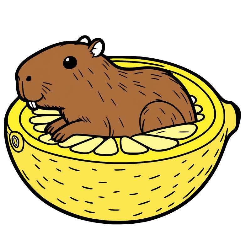 a capybara inside of a lemon
