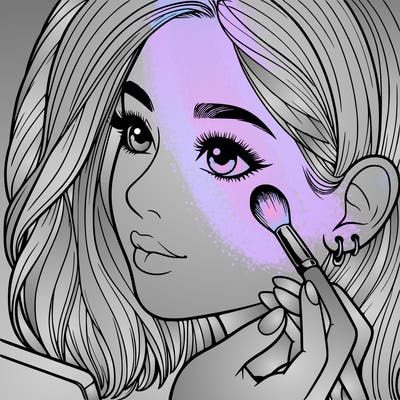 a realistic girl doing her makeup