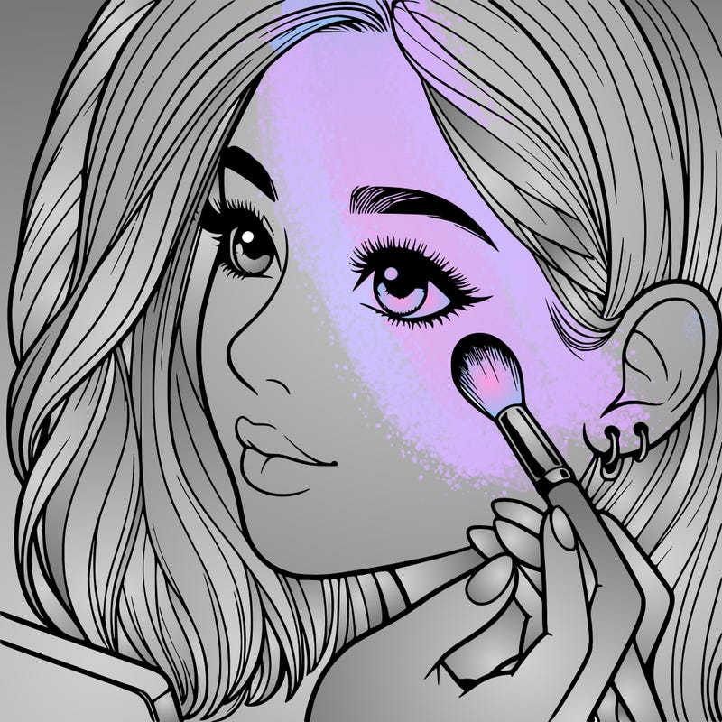 a realistic girl doing her makeup