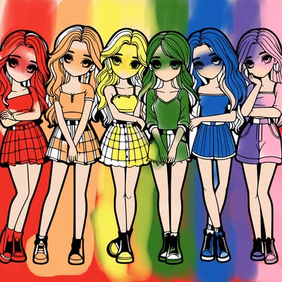 a group of girls realistic