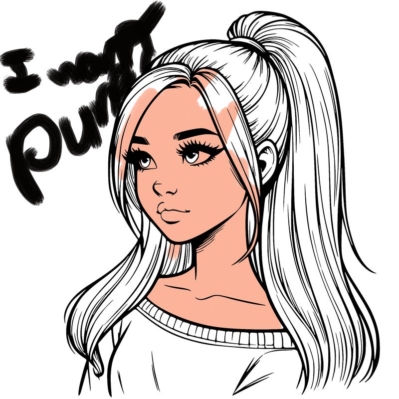 realistic girl with a high ponytail