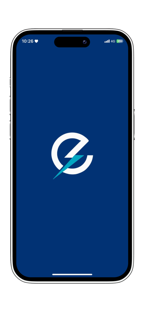 Electra By Raya - Pantalla de inicio de la aplicación móvil de carga de VE Electra By Raya con su logo sobre un fondo azul oscuro.