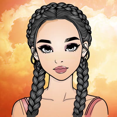 realistic girl with braids