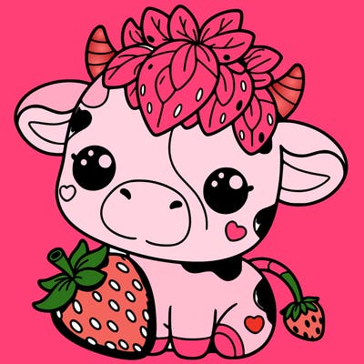cute strawberry cow
