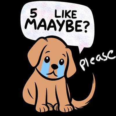 a puppy that says 5 like maybe