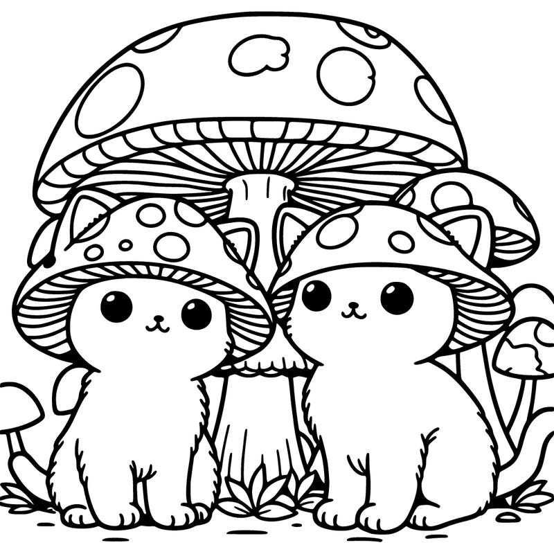 cats with mushroom hat