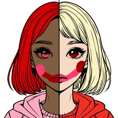 split realistic girl