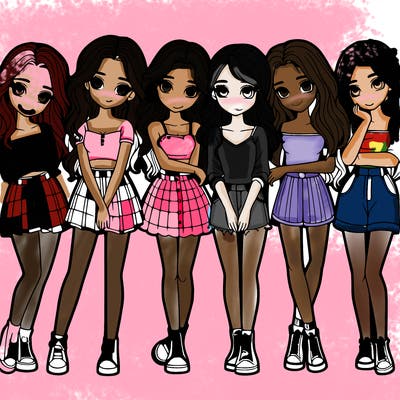 a group of girls realistic