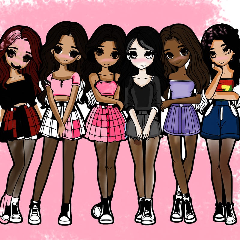 a group of girls realistic