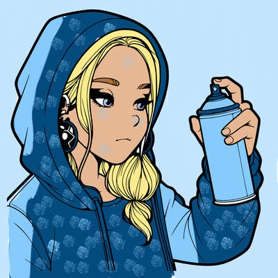 a realistic girl, spray painting