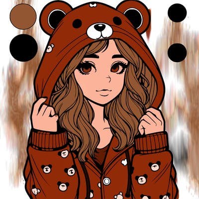 realistic girl in a animal pjs hoodie