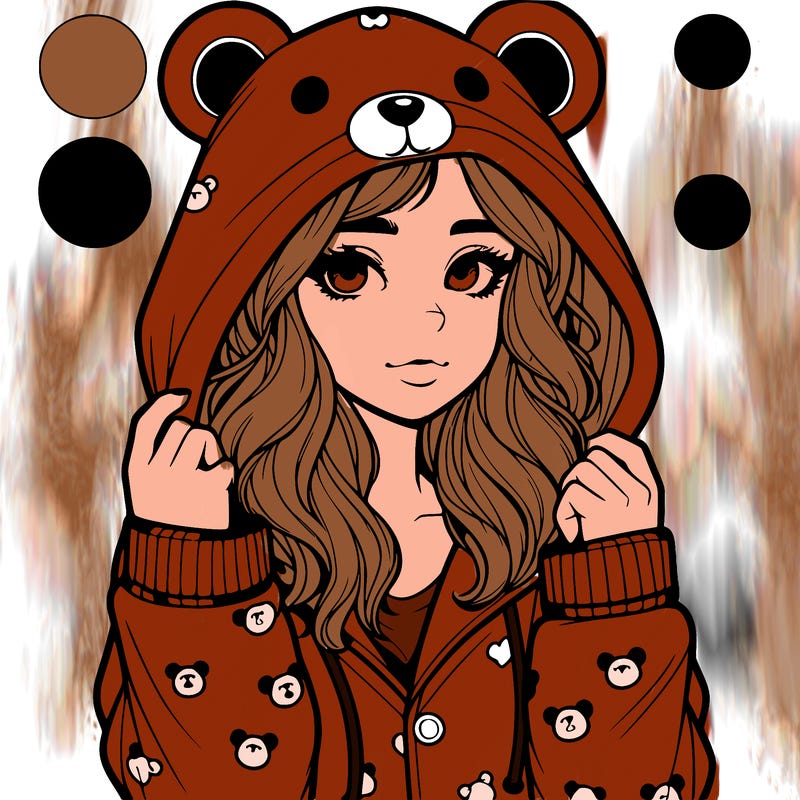 realistic girl in a animal pjs hoodie