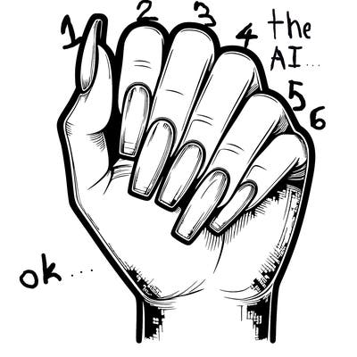 realistic hand with square nails