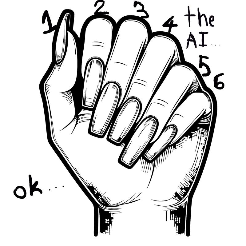 realistic hand with square nails